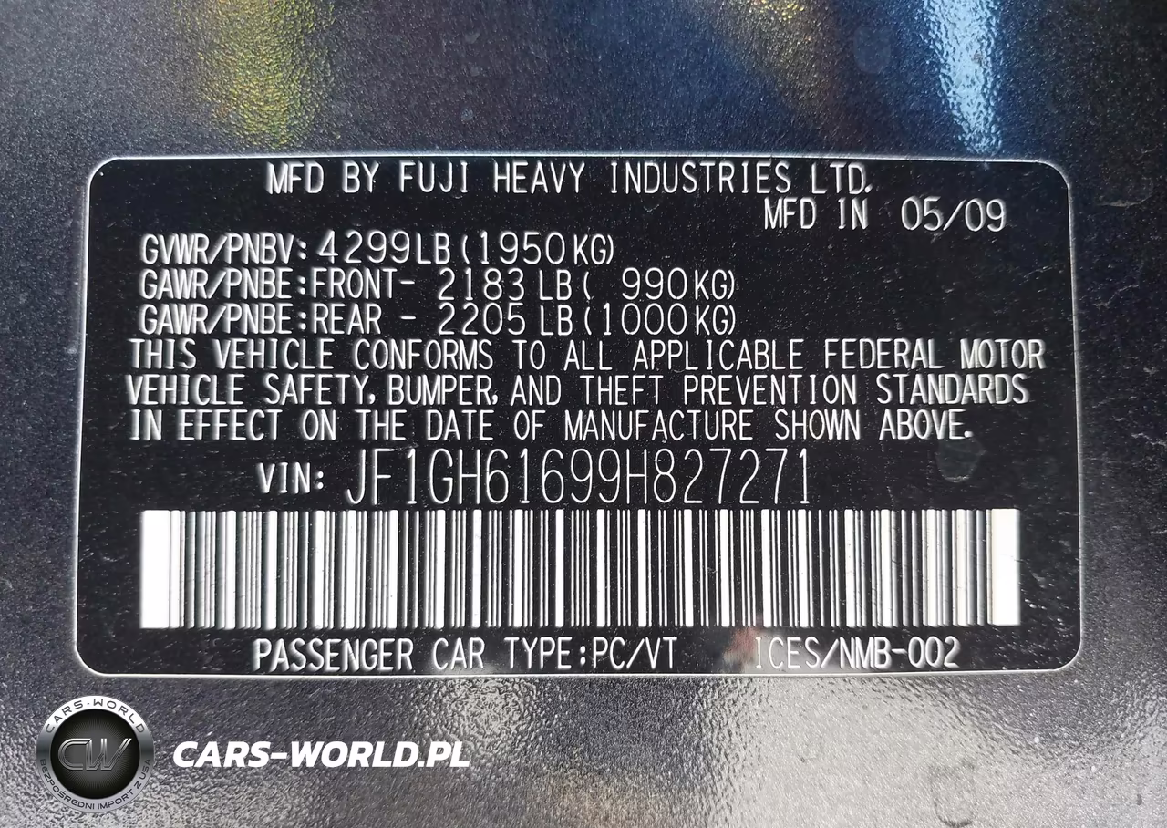 2009 Subaru Impreza 2.5I VIN:JF1GH61699H827271 - 9