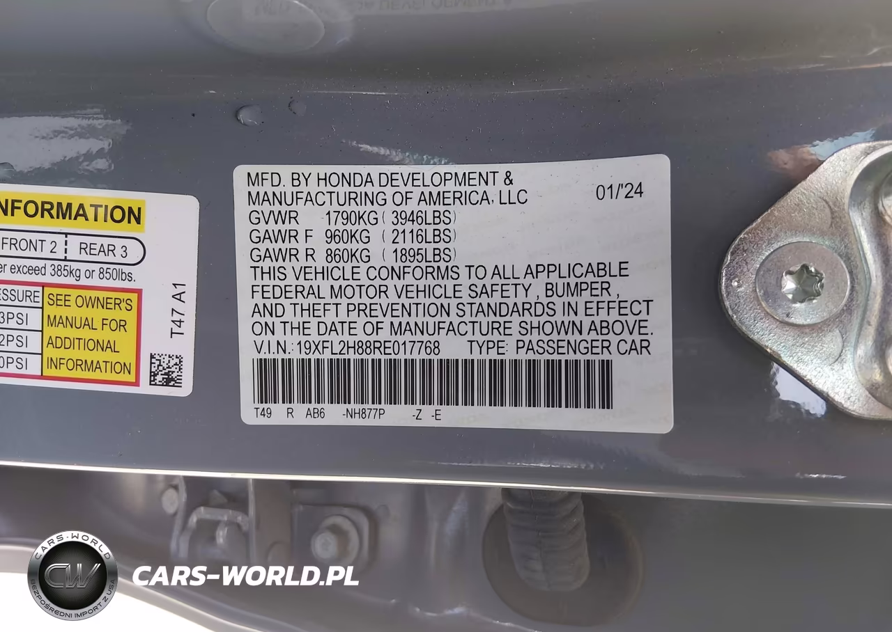 2024 Honda Civic Sport VIN:19XFL2H88RE017768 - 9