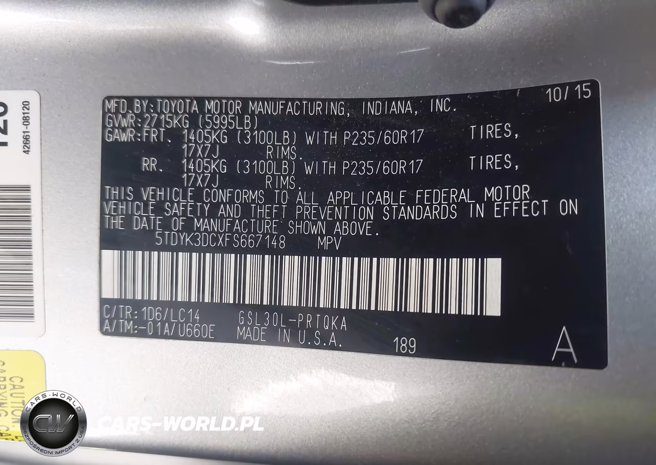 2015 Toyota Sienna Xle Premium 8 Passenger VIN:5TDYK3DCXFS667148 - 9