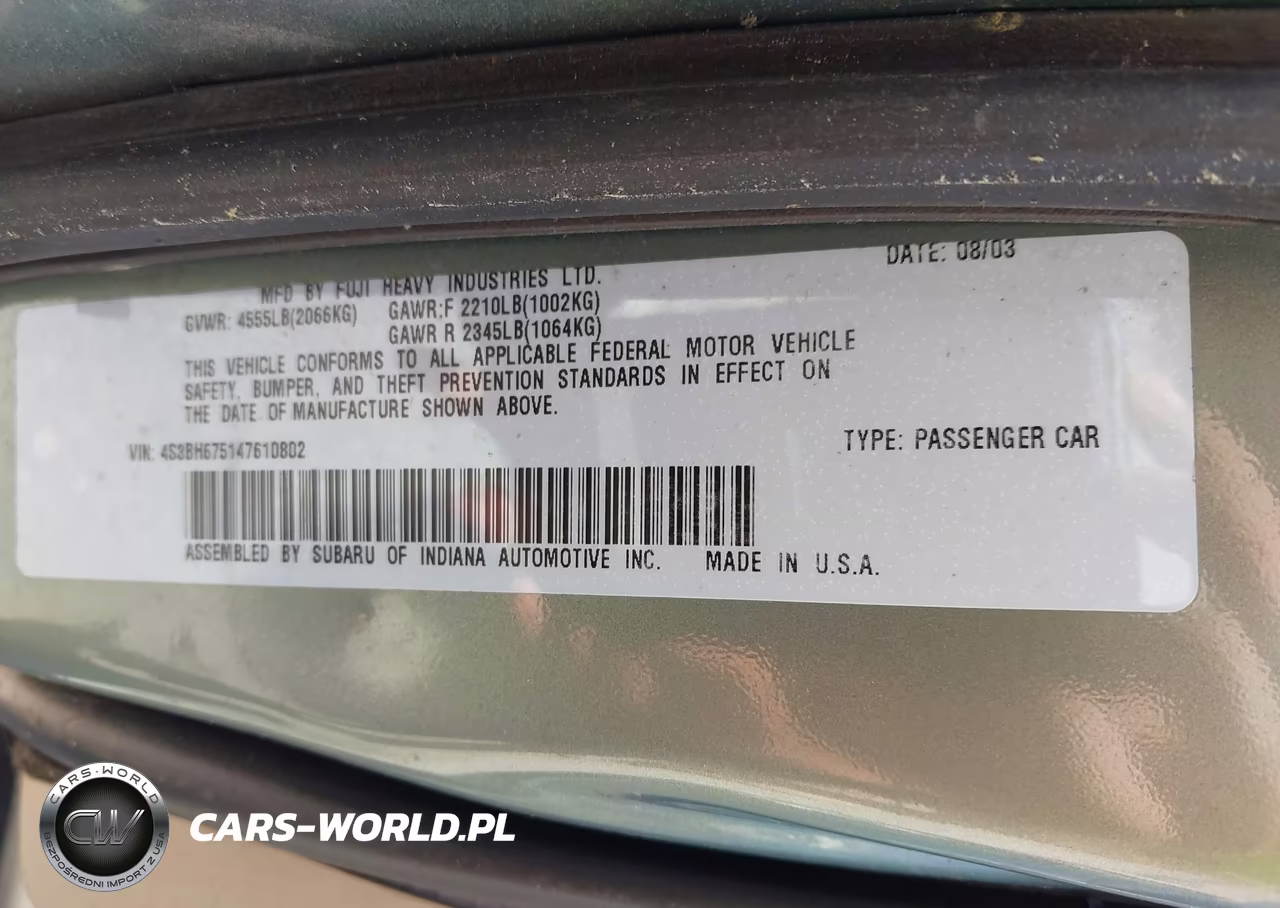 2004 Subaru Outback VIN:4S3BH675147610802 - 9