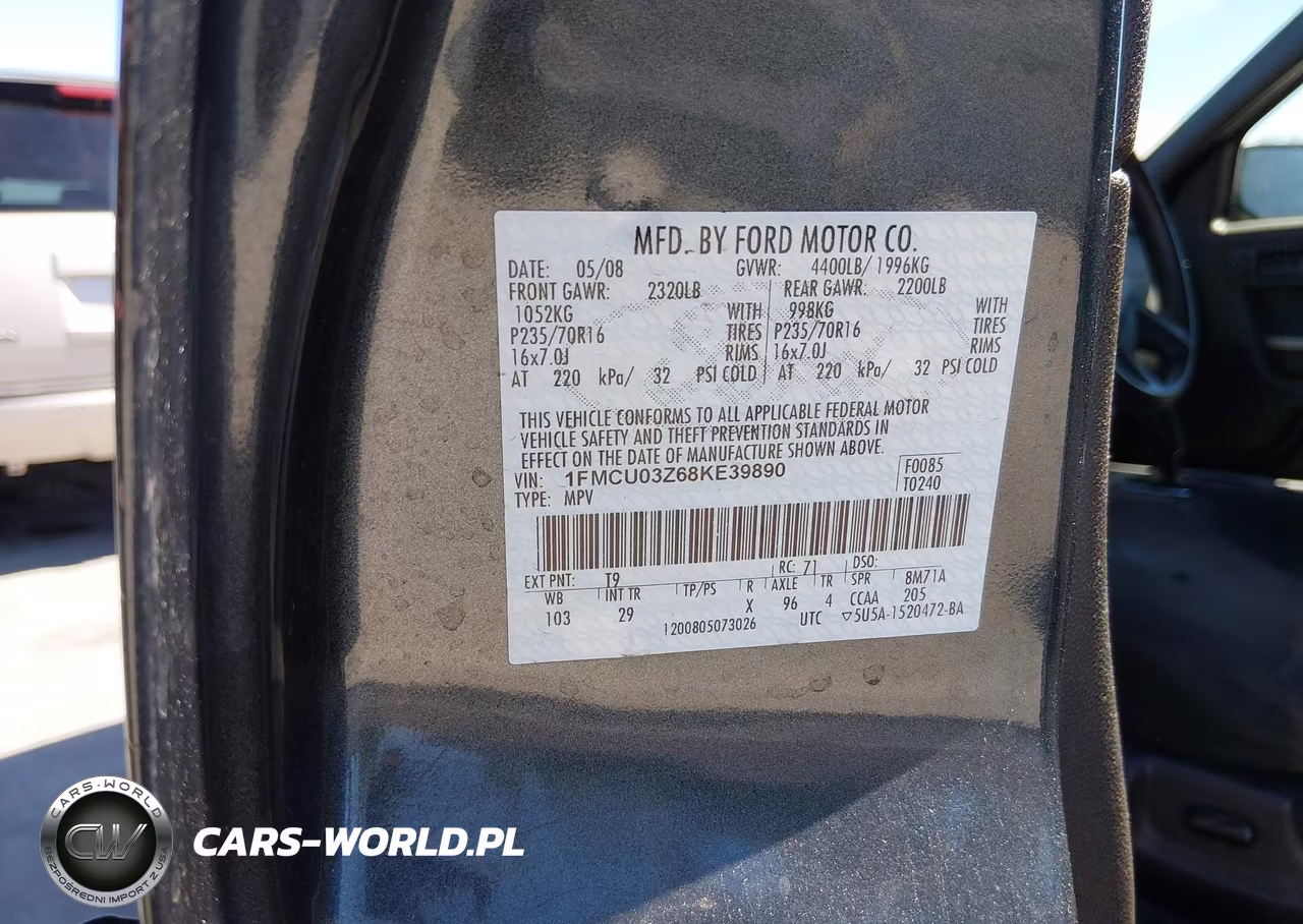 2008 Ford Escape Xlt VIN:1FMCU03Z68KE39890 - 9