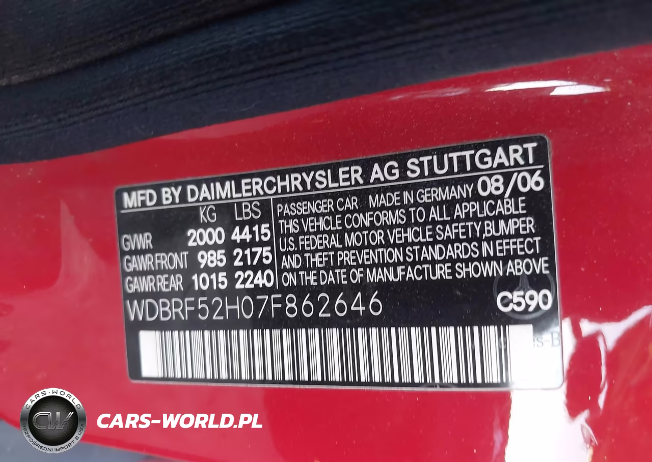2007 Mercedes-Benz C 230 Sport VIN:WDBRF52H07F862646 - 9