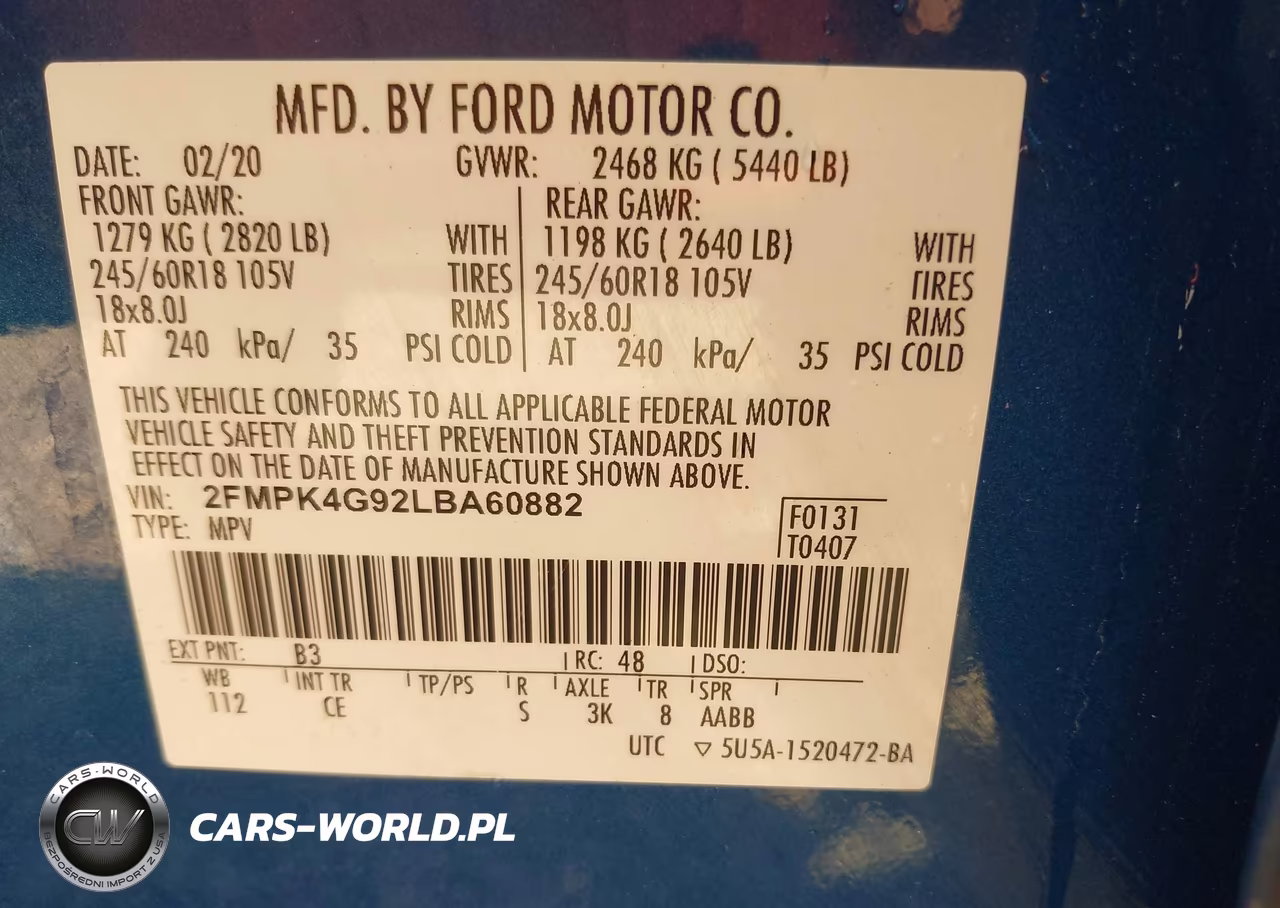 2020 Ford Edge Se VIN:2FMPK4G92LBA60882 - 9