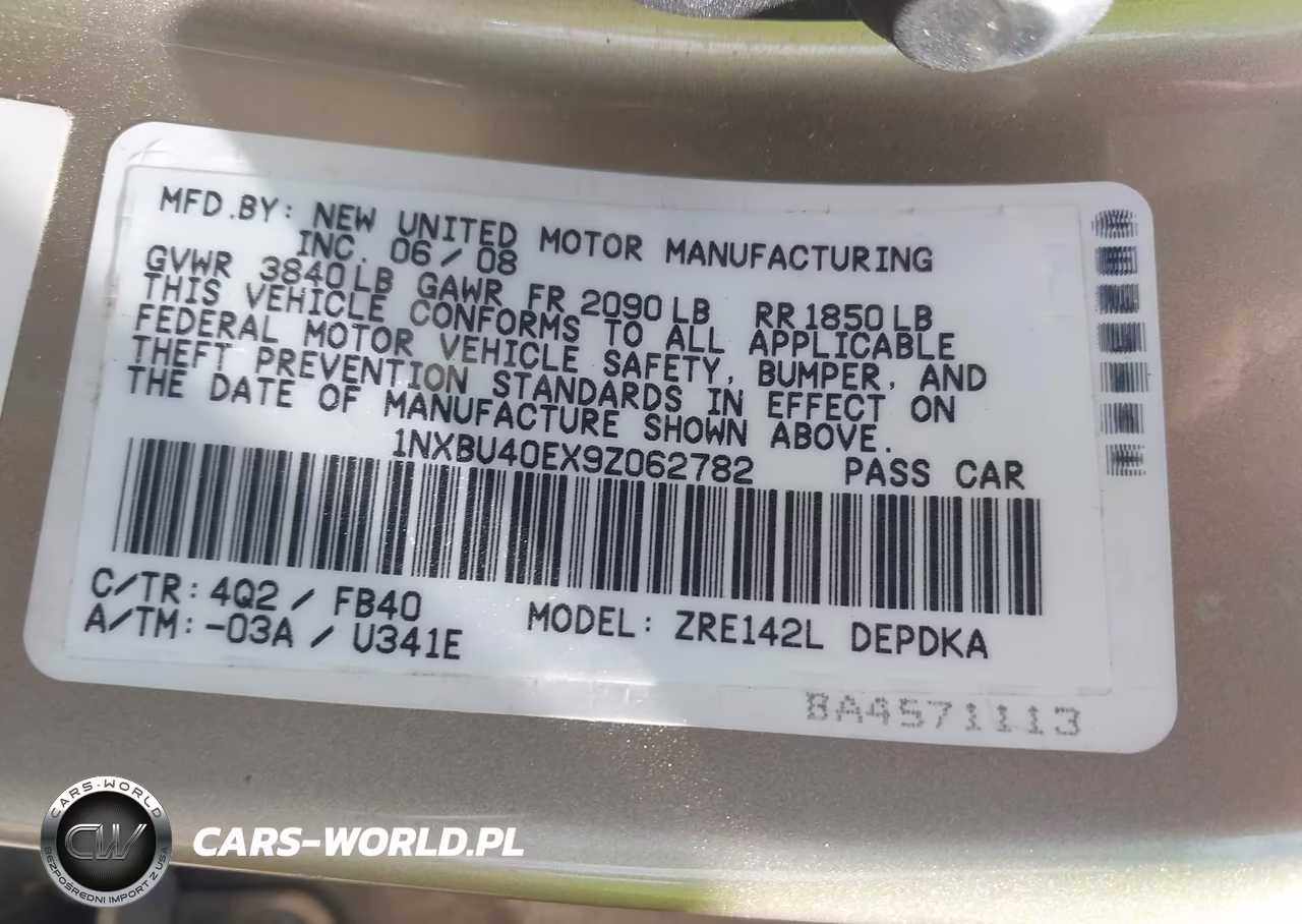 2009 Toyota Corolla VIN:1NXBU40EX9Z062782 - 9