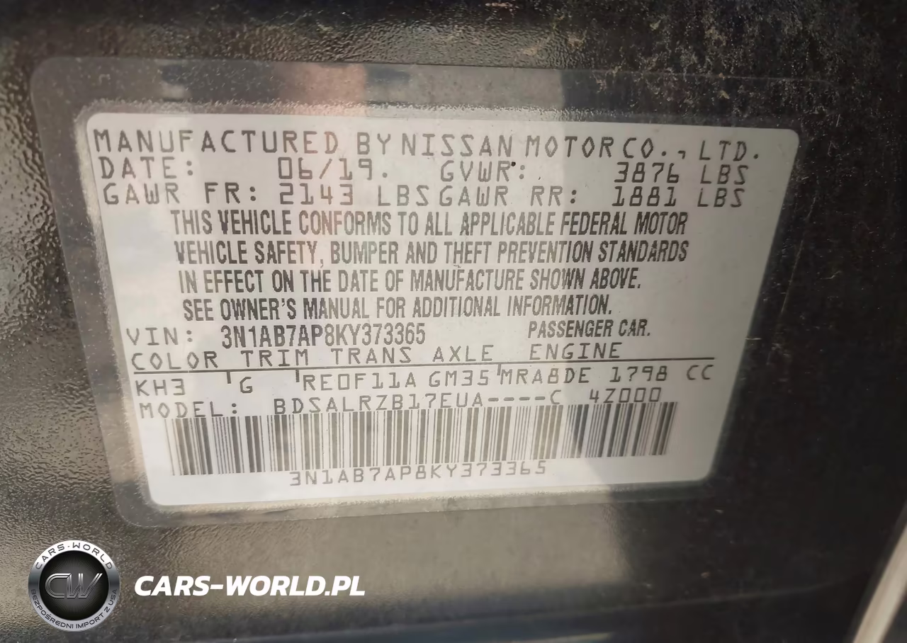 2019 Nissan Sentra Sr VIN:3N1AB7AP8KY373365 - 9