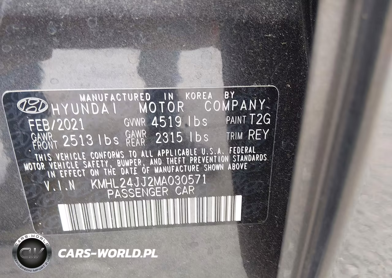 2021 Hyundai Sonata Blue VIN:KMHL24JJ2MA030571 - 9