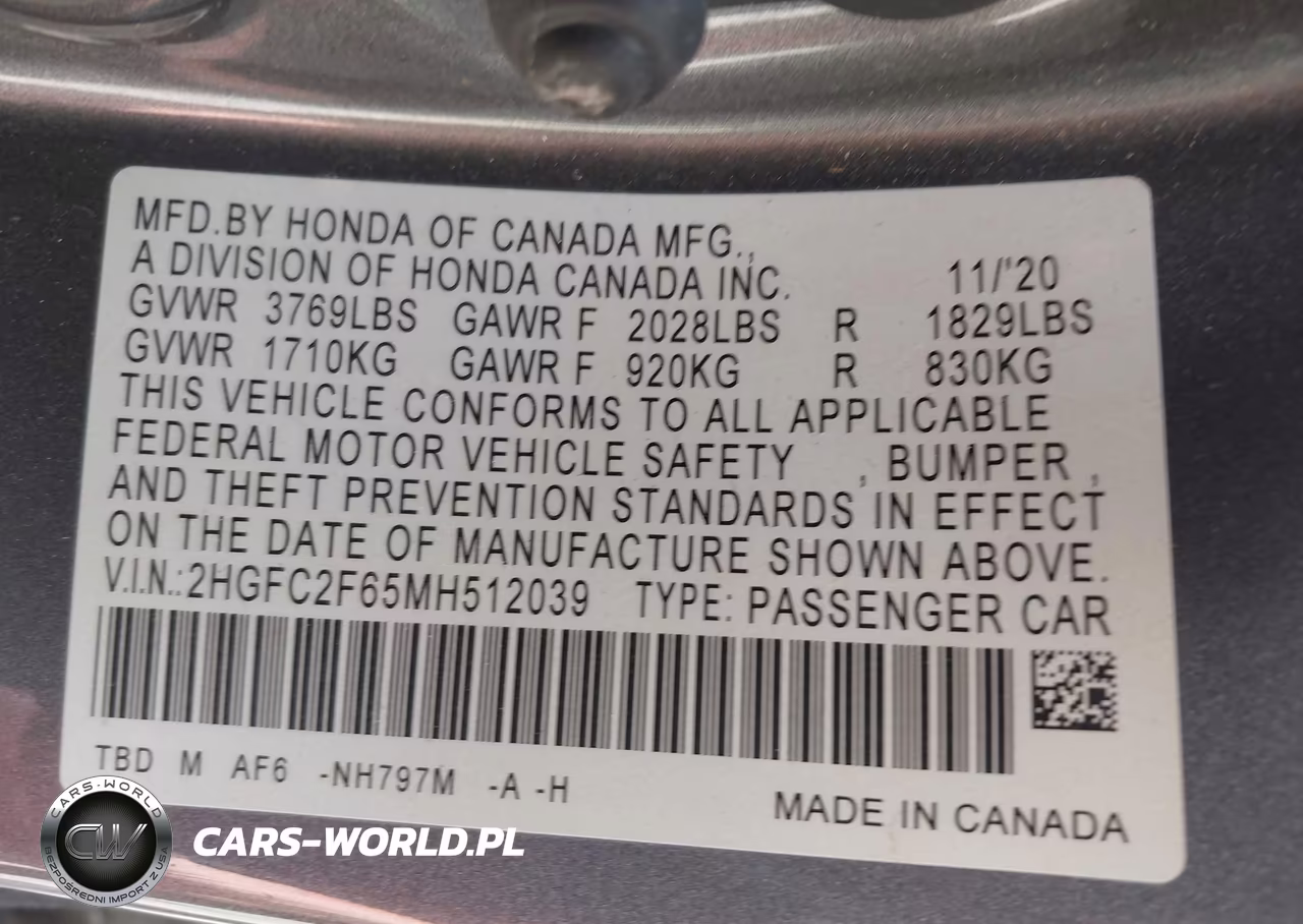 2021 Honda Civic Lx VIN:2HGFC2F65MH512039 - 9
