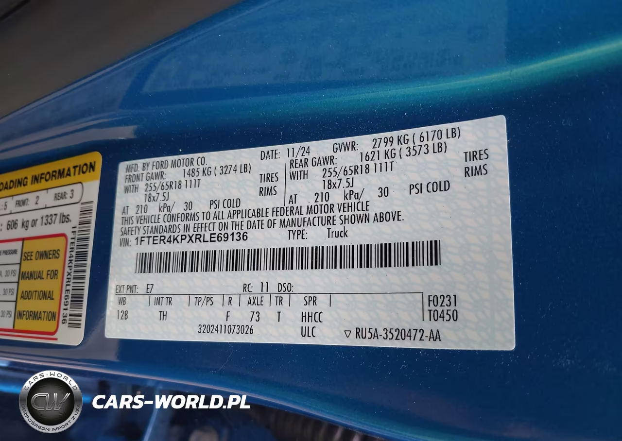 2024 Ford Ranger Lariat VIN:1FTER4KPXRLE69136 - 9