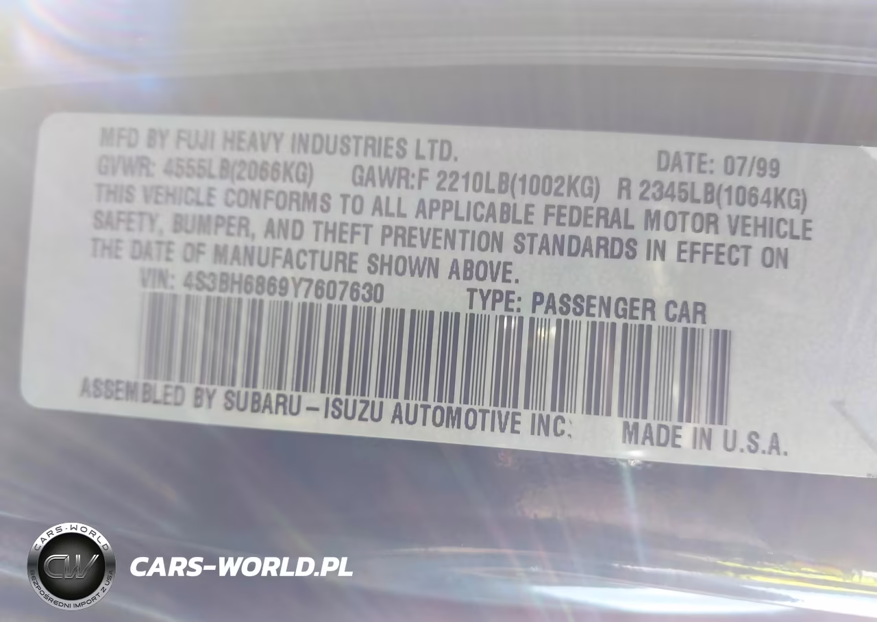 2000 Subaru Outback Limited VIN:4S3BH6869Y7607630 - 9