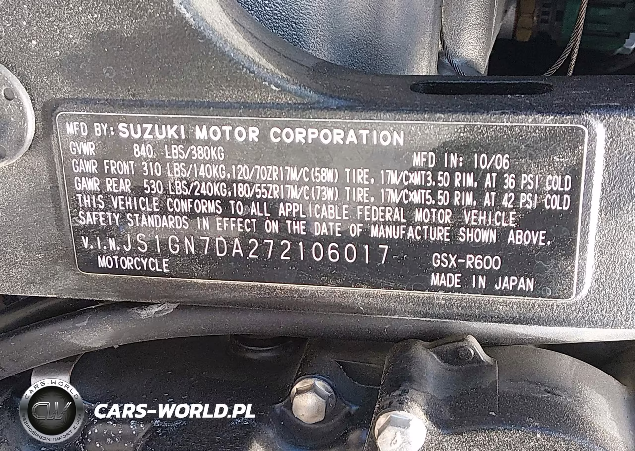 2007 Suzuki Gsx-R600 VIN:JS1GN7DA272106017 - 10