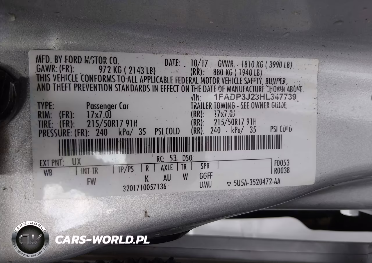 2017 FORD FOCUS TITANIUM VIN:1FADP3J23HL347739 - 9