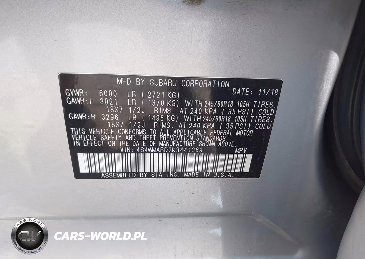 2019 Subaru Ascent Premium VIN:4S4WMABD2K3441369 - 9