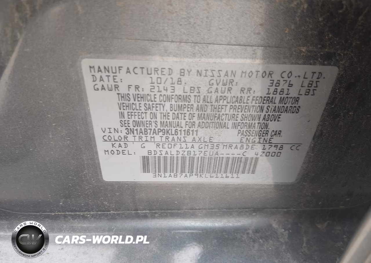 2019 Nissan Sentra Sv VIN:3N1AB7AP9KL611611 - 9