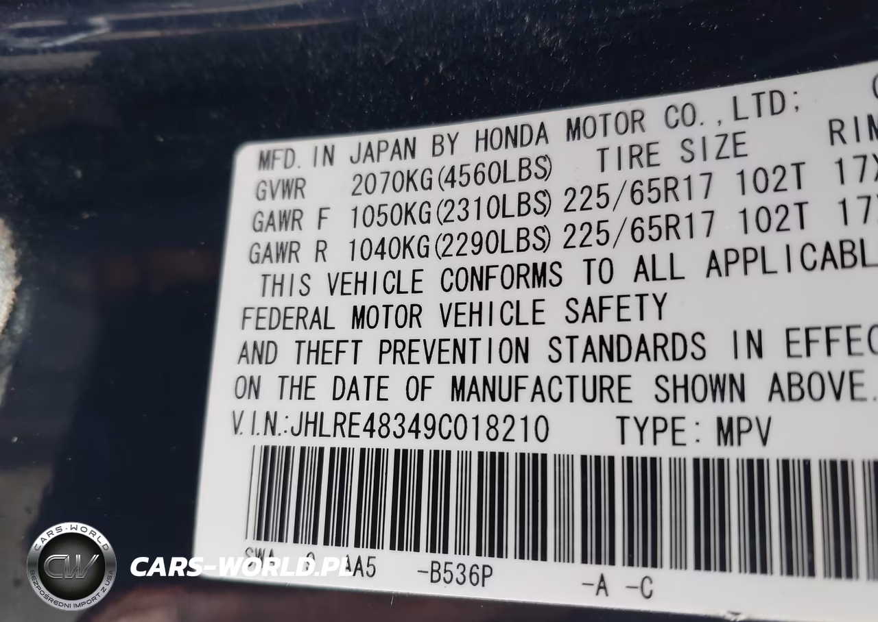 2009 Honda Cr-V Lx VIN:JHLRE48349C018210 - 9