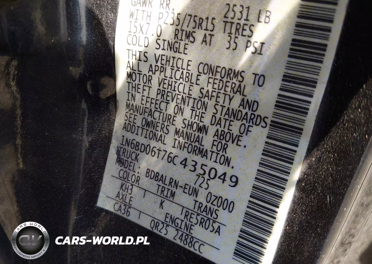 2006 Nissan Frontier Xe VIN:1N6BD06T76C435049 - 9