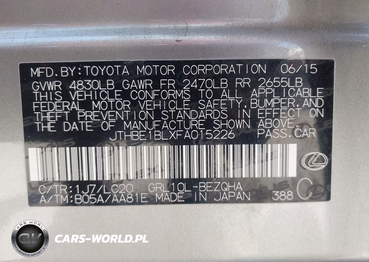 2015 Lexus Gs 350 VIN:JTHBE1BLXFA015226 - 9
