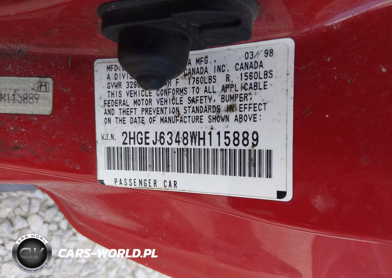 1998 Honda Civic Dx VIN:2HGEJ6348WH115889 - 9