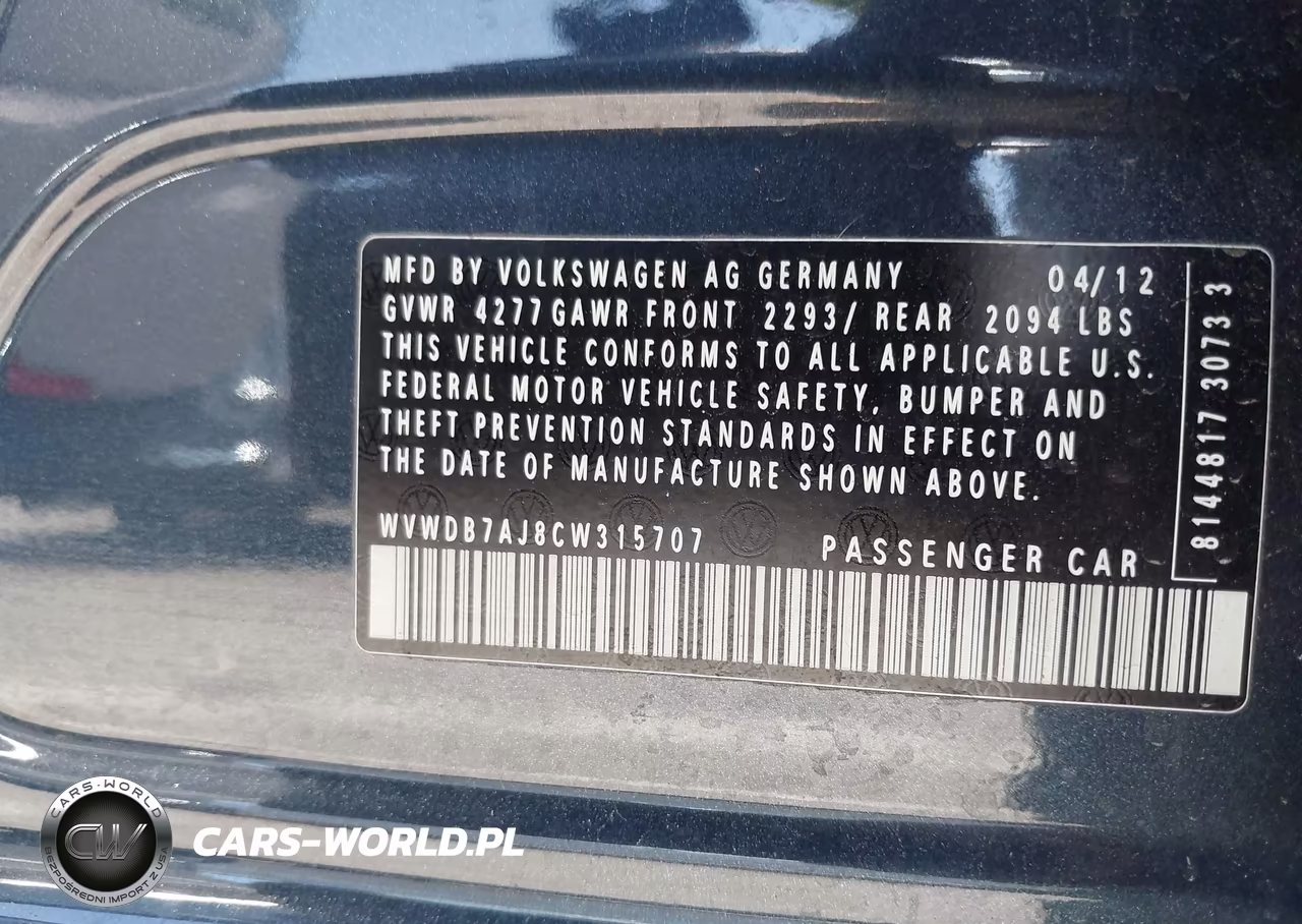 2012 Volkswagen Golf 2.5L 4-Door VIN:WVWDB7AJ8CW315707 - 9