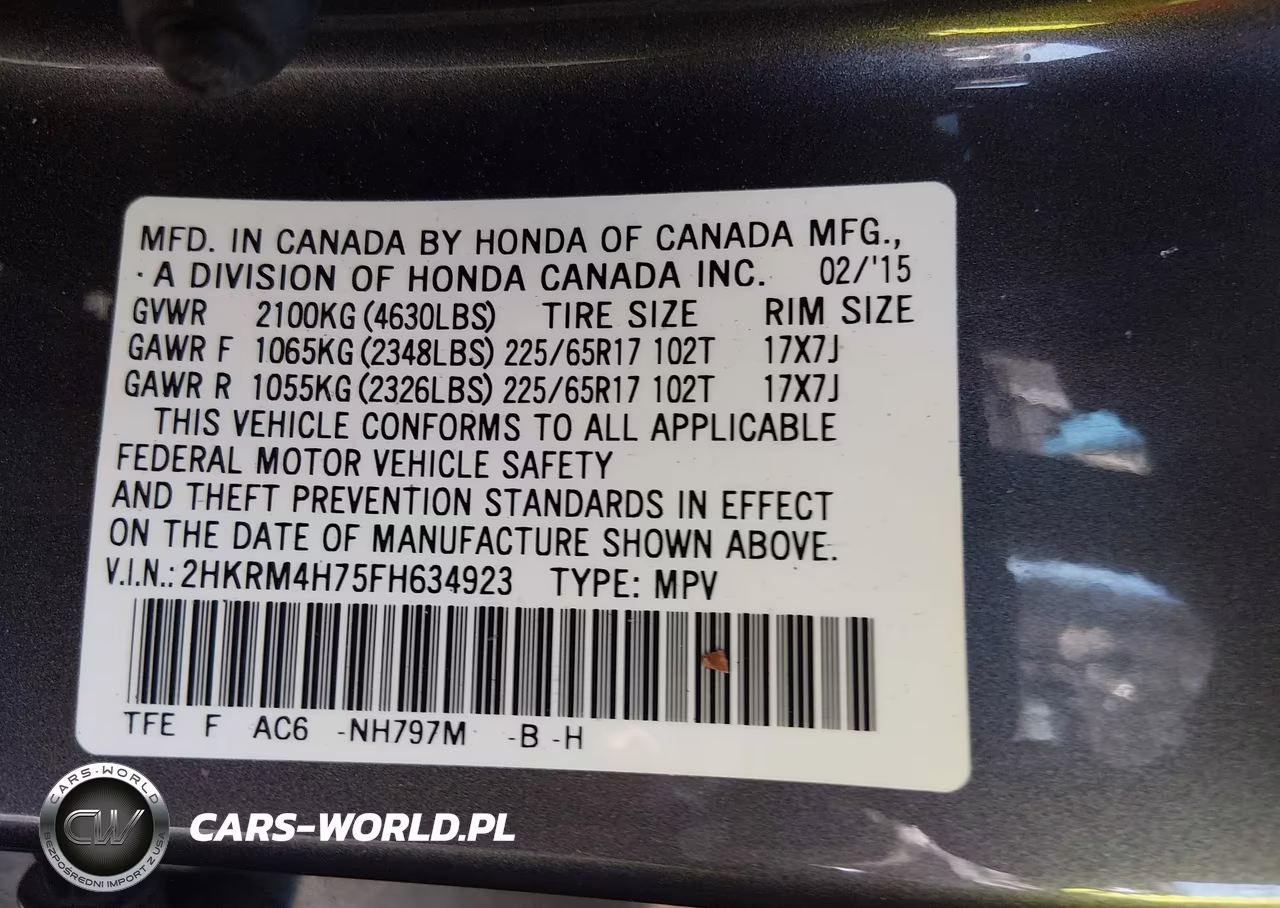 2015 Honda Cr-V Ex-L VIN:2HKRM4H75FH634923 - 9