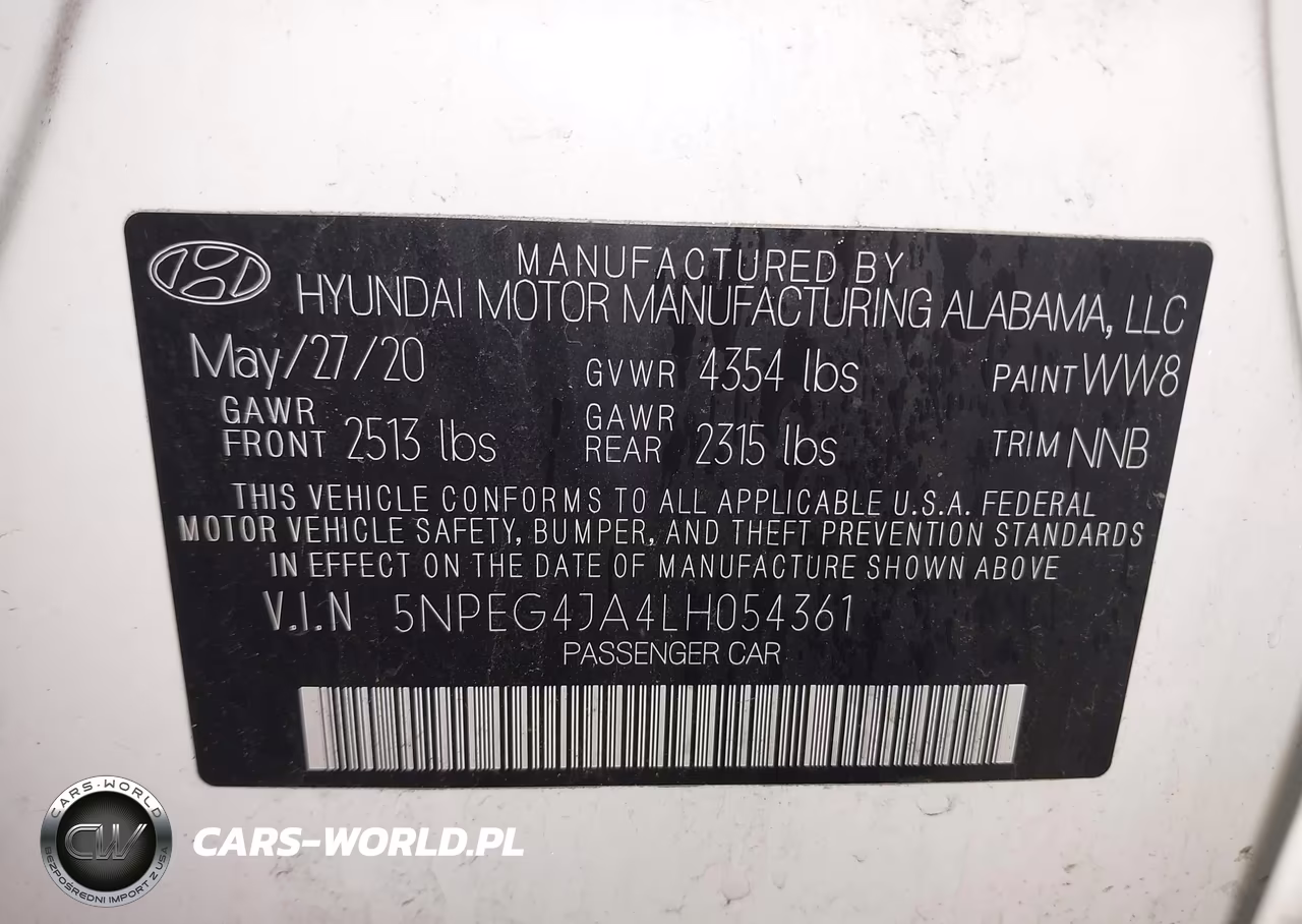 2020 Hyundai Sonata Se VIN:5NPEG4JA4LH054361 - 9