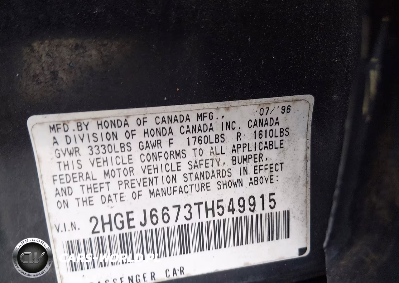 1996 Honda Civic Lx VIN:2HGEJ6673TH549915 - 9