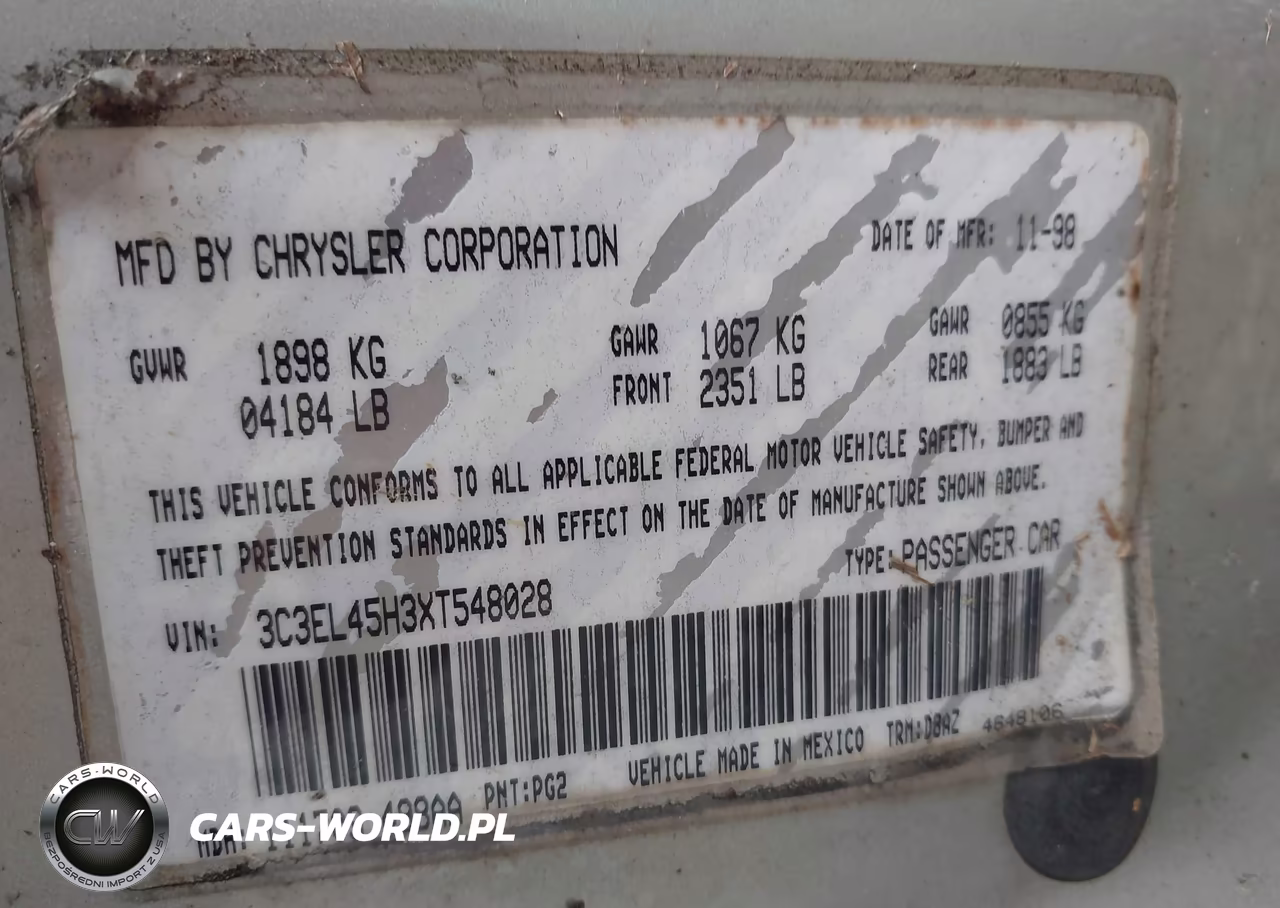 1999 Chrysler Sebring Jx VIN:3C3EL45H3XT548028 - 9