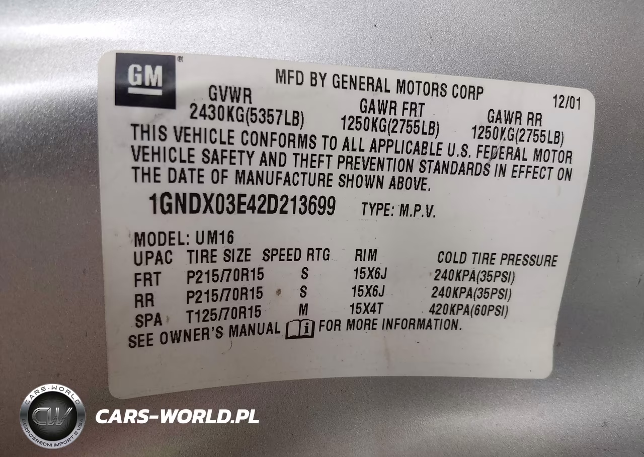 2002 Chevrolet Venture Lt 1Sd Pkg VIN:1GNDX03E42D213699 - 9