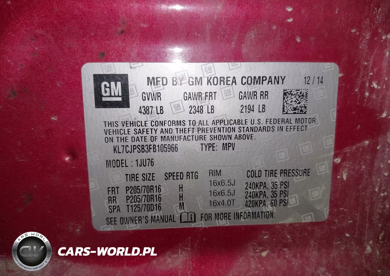 2015 Chevrolet Trax Ls VIN:KL7CJPSB3FB105966 - 9
