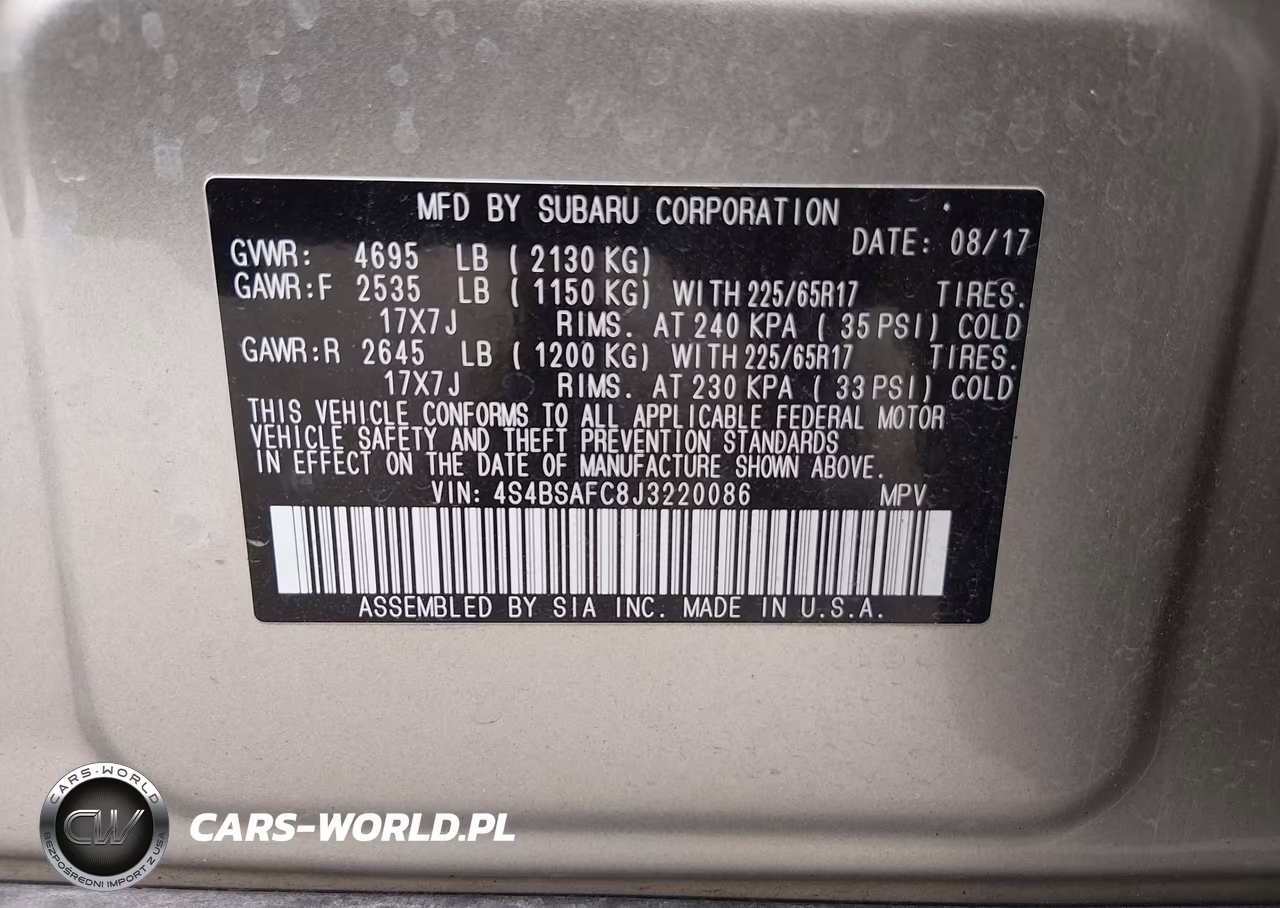 2018 Subaru Outback 2.5I Premium VIN:4S4BSAFC8J3220086 - 9