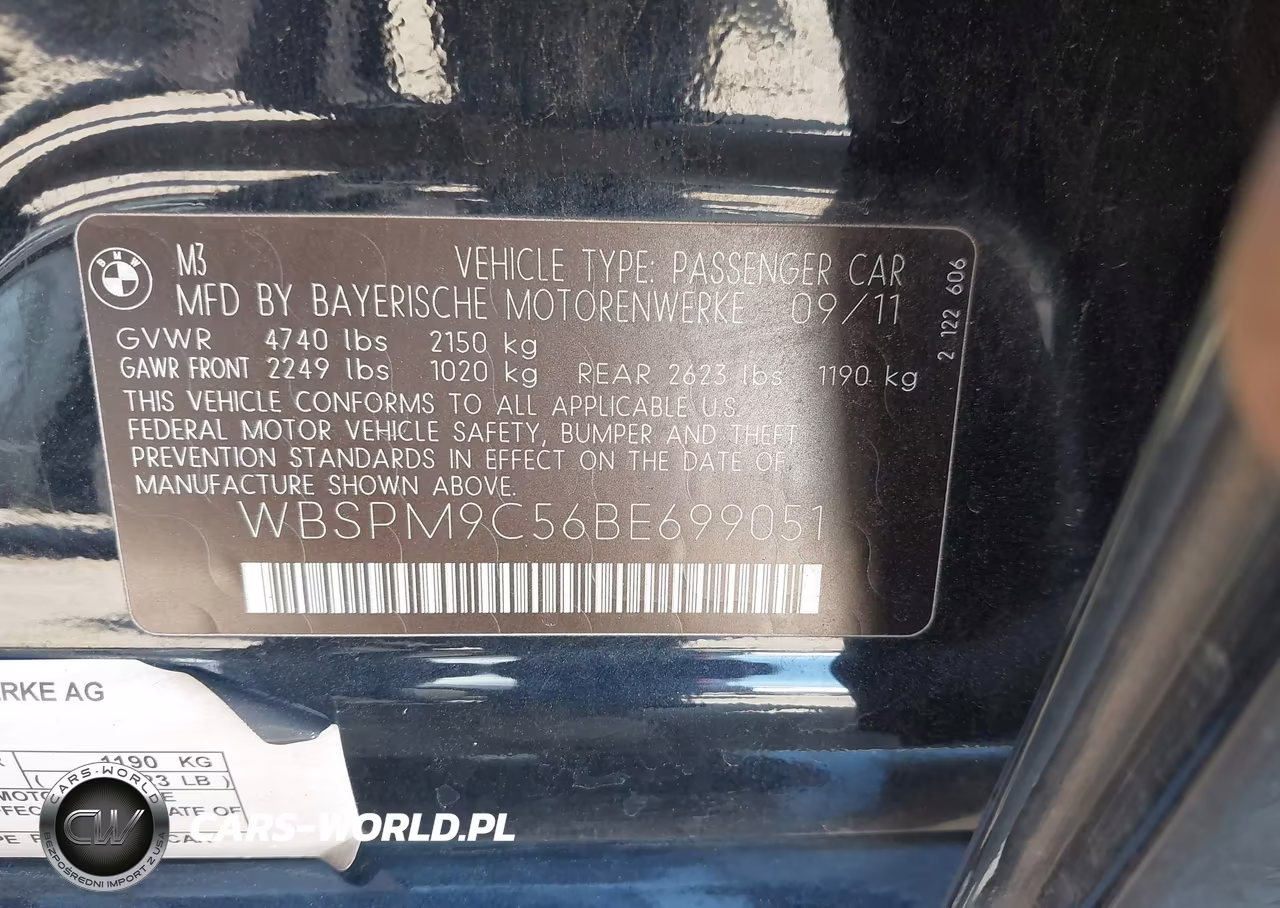 2011 BMW M3 VIN:WBSPM9C56BE699051 - 9