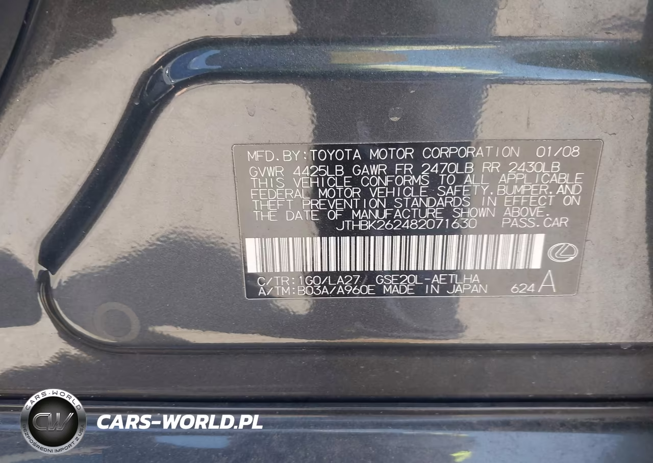 2008 Lexus Is 250 VIN:JTHBK262482071630 - 9