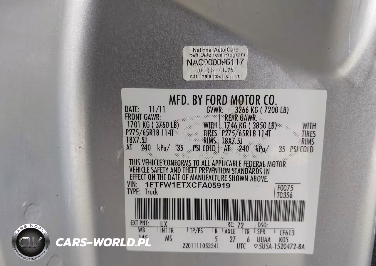2012 Ford F-150 Xlt VIN:1FTFW1ETXCFA05919 - 9