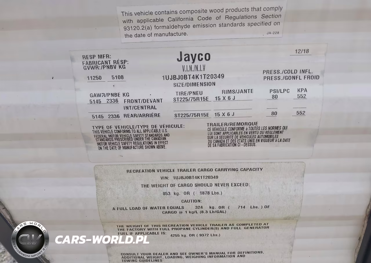 2019 Jayco Jayfl184Bh VIN:1UJBJ0BT4K1T20349 - 9