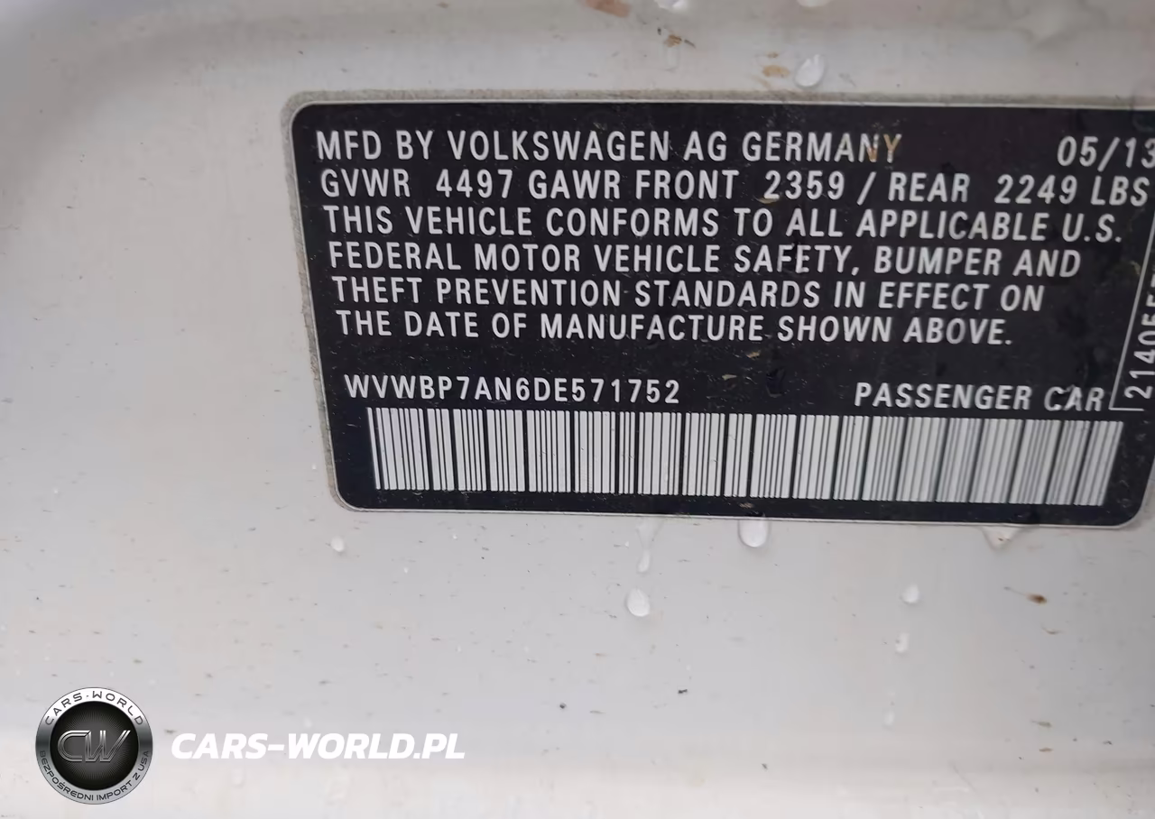 2013 Volkswagen Cc 2.0T Sport VIN:WVWBP7AN6DE571752 - 9