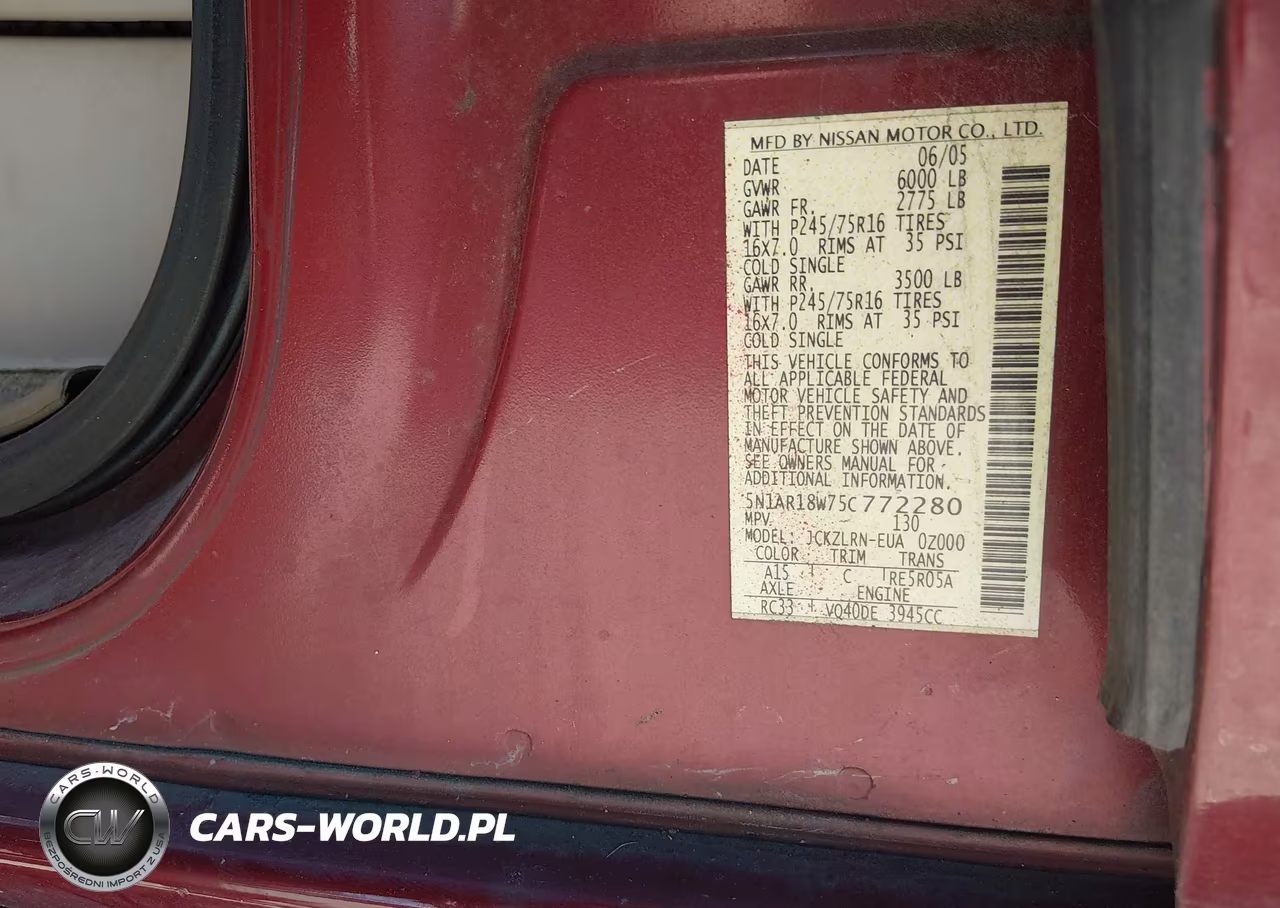 2005 Nissan Pathfinder Xe VIN:5N1AR18W75C772280 - 9