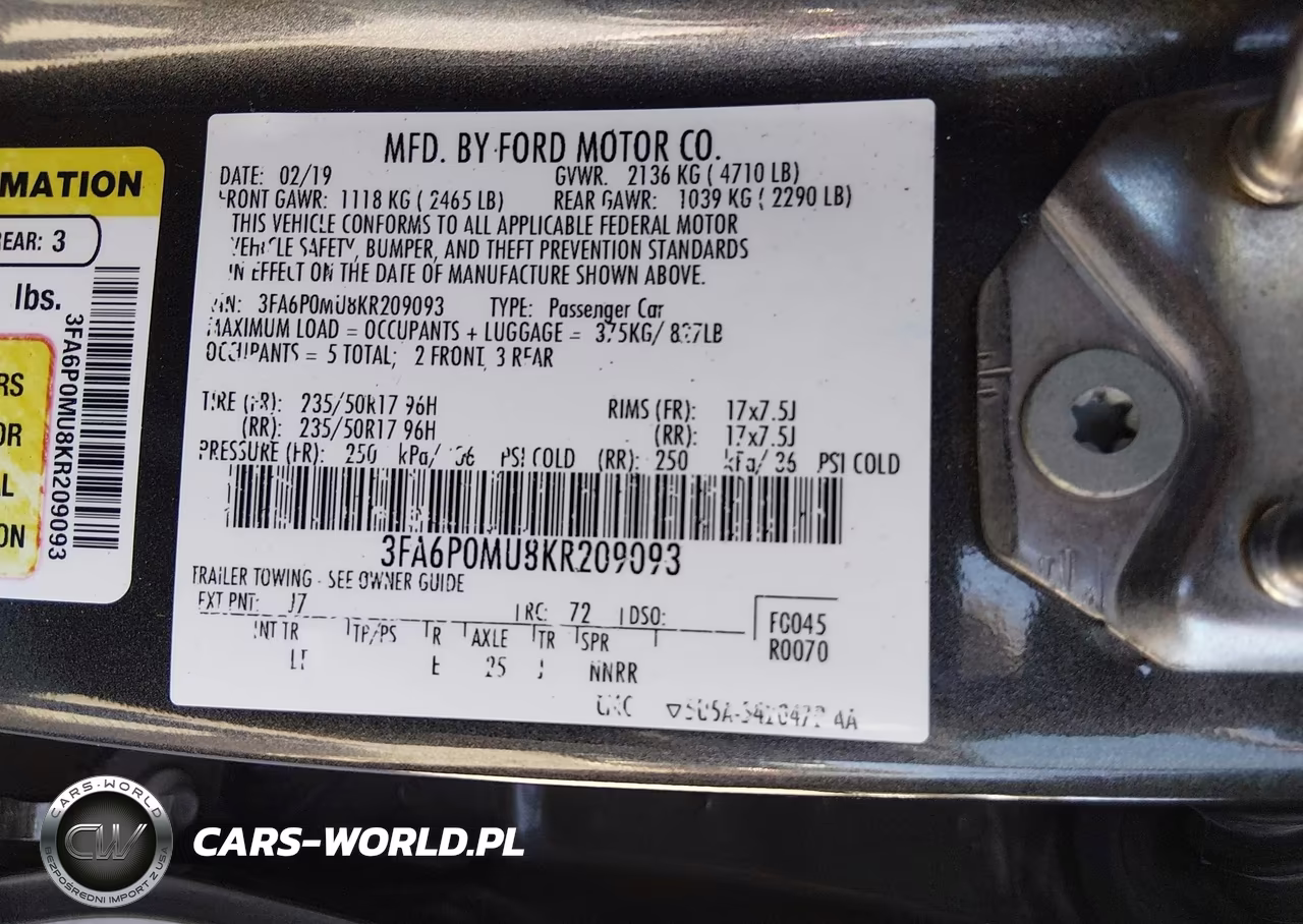 2019 Ford Fusion Hybrid Sel VIN:3FA6P0MU8KR209093 - 9
