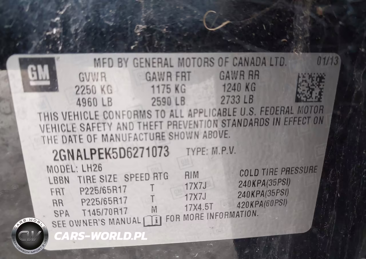 2013 Chevrolet Equinox Lt VIN:2GNALPEK5D6271073 - 9