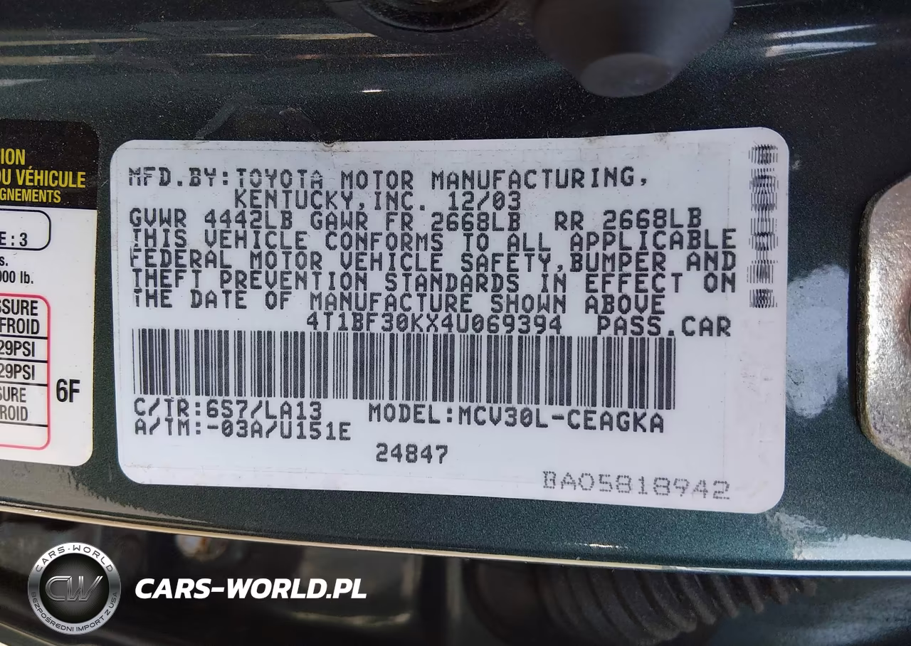 2004 Toyota Camry Xle V6 VIN:4T1BF30KX4U069394 - 9