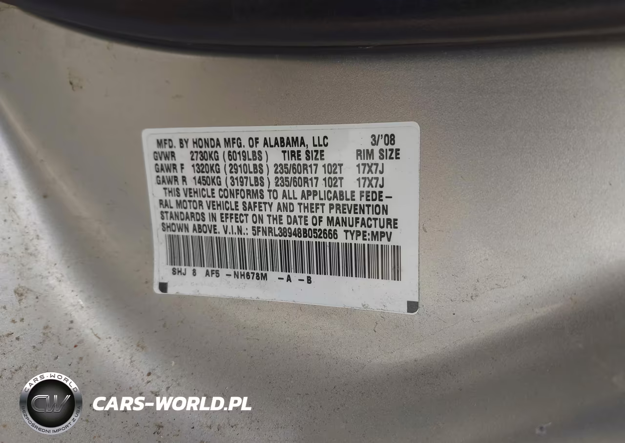 2008 Honda Odyssey Touring VIN:5FNRL38948B052666 - 9