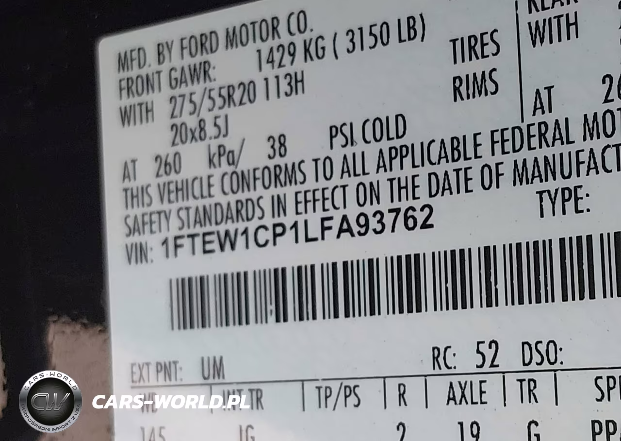 2020 Ford F-150 Lariat-Xl-Xlt VIN:1FTEW1CP1LFA93762 - 9