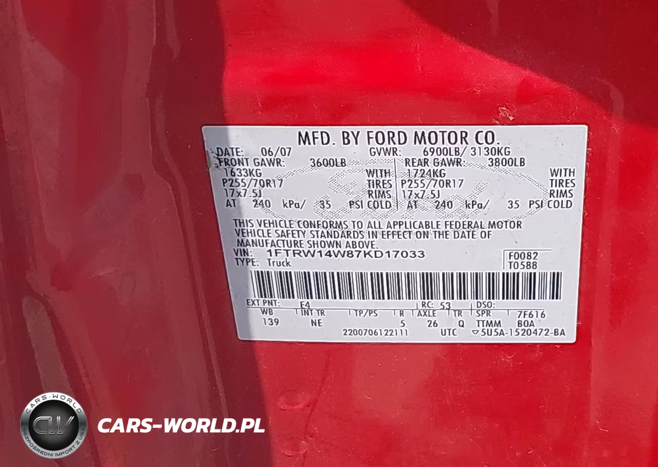 2007 Ford F-150 Xlt VIN:1FTRW14W87KD17033 - 9