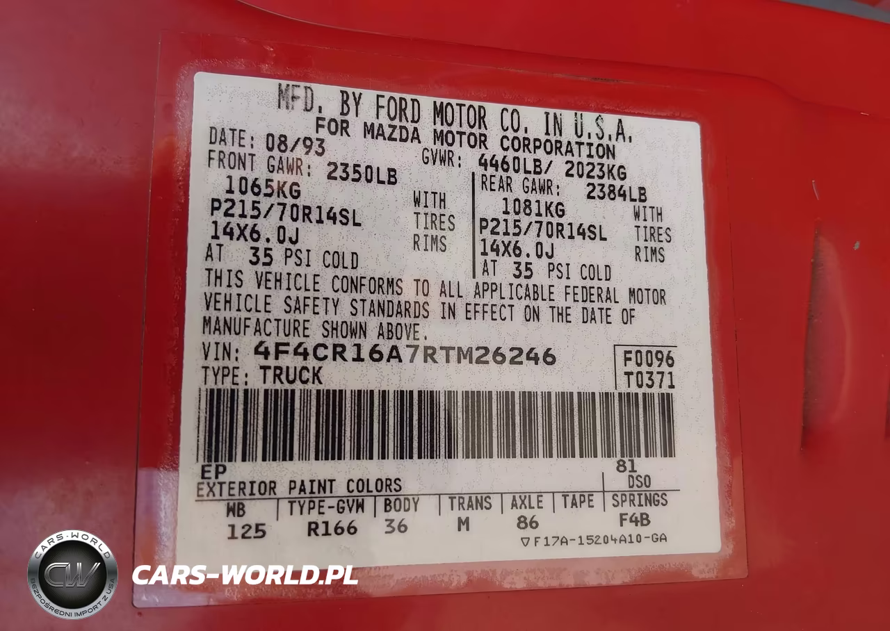1994 Mazda B2300 Cab Plus VIN:4F4CR16A7RTM26246 - 9