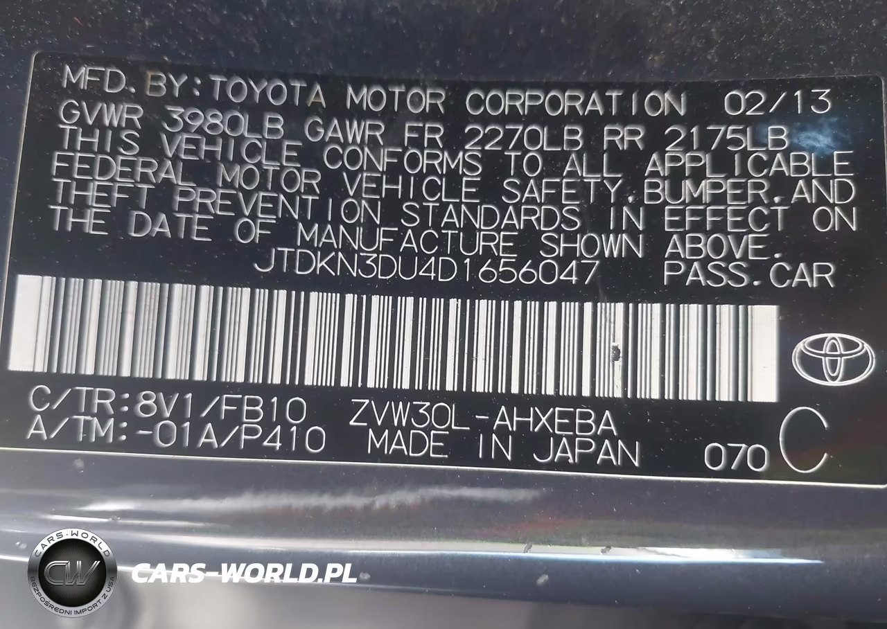 2013 Toyota Prius Two VIN:JTDKN3DU4D1656047 - 9