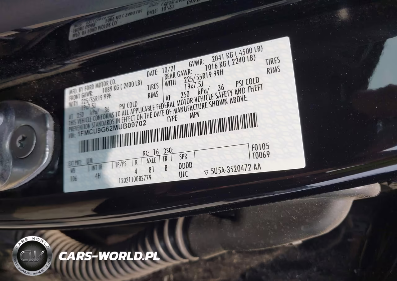 2021 Ford Escape Se VIN:1FMCU9G62MUB09702 - 9