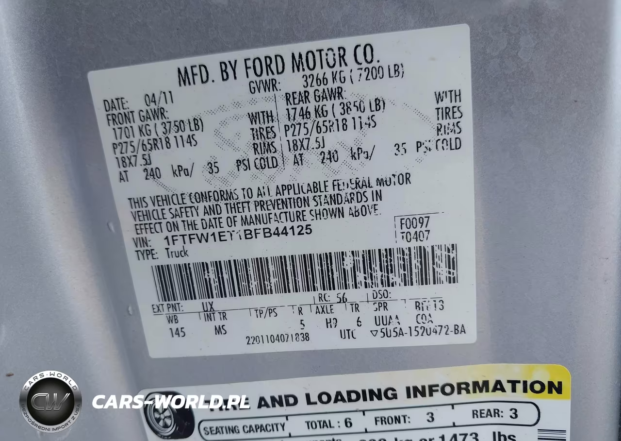 2011 Ford F-150 Xlt VIN:1FTFW1ET1BFB44125 - 9