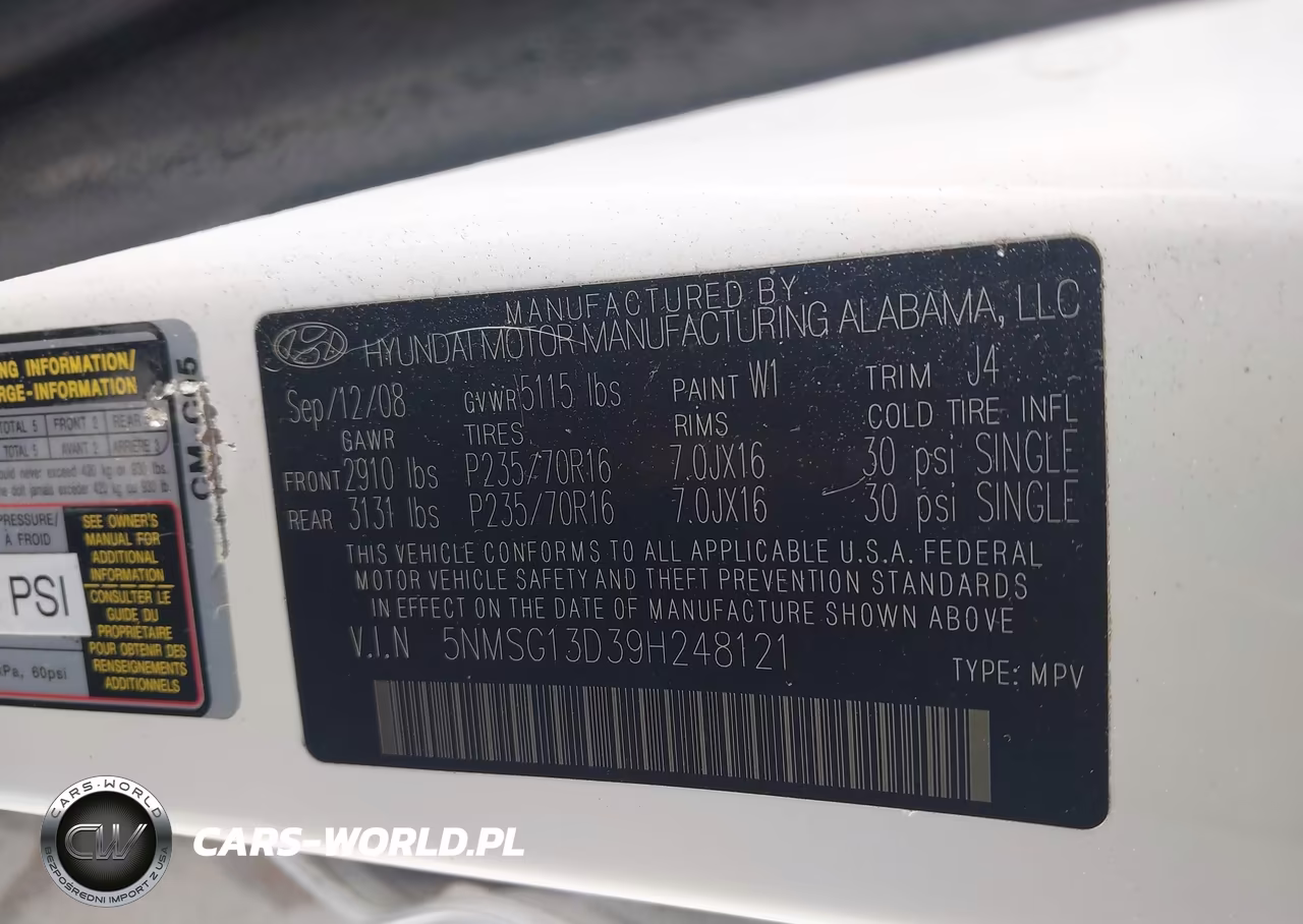 2009 Hyundai Santa Fe Gls VIN:5NMSG13D39H248121 - 9