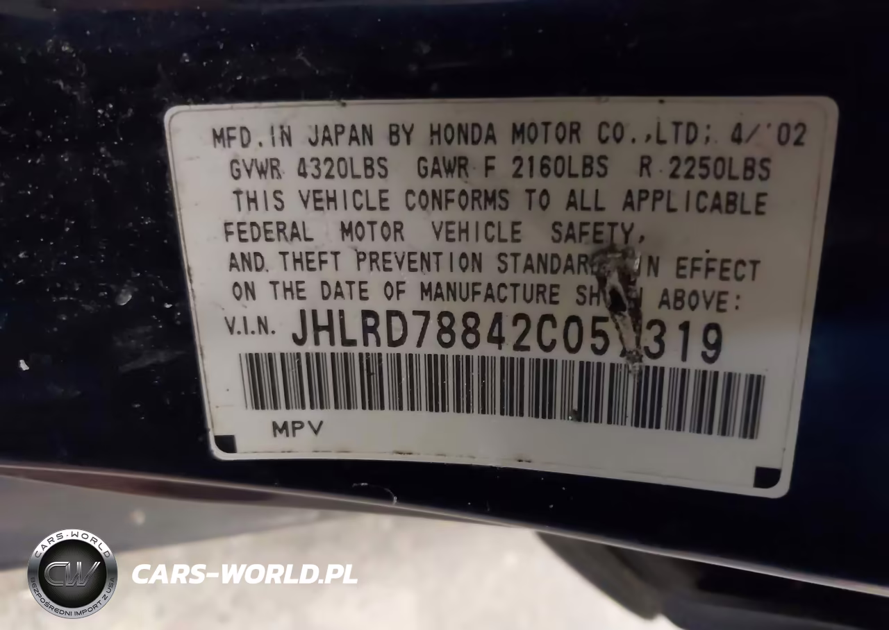 2002 Honda Cr-V Ex VIN:JHLRD78842C057319 - 9