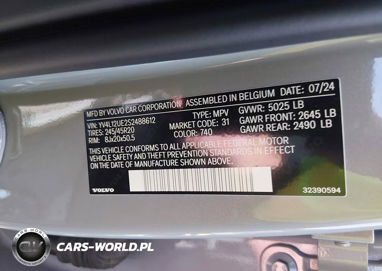 2025 Volvo Xc40 B5 Plus Bright Theme VIN:YV4L12UE2S2488612 - 9
