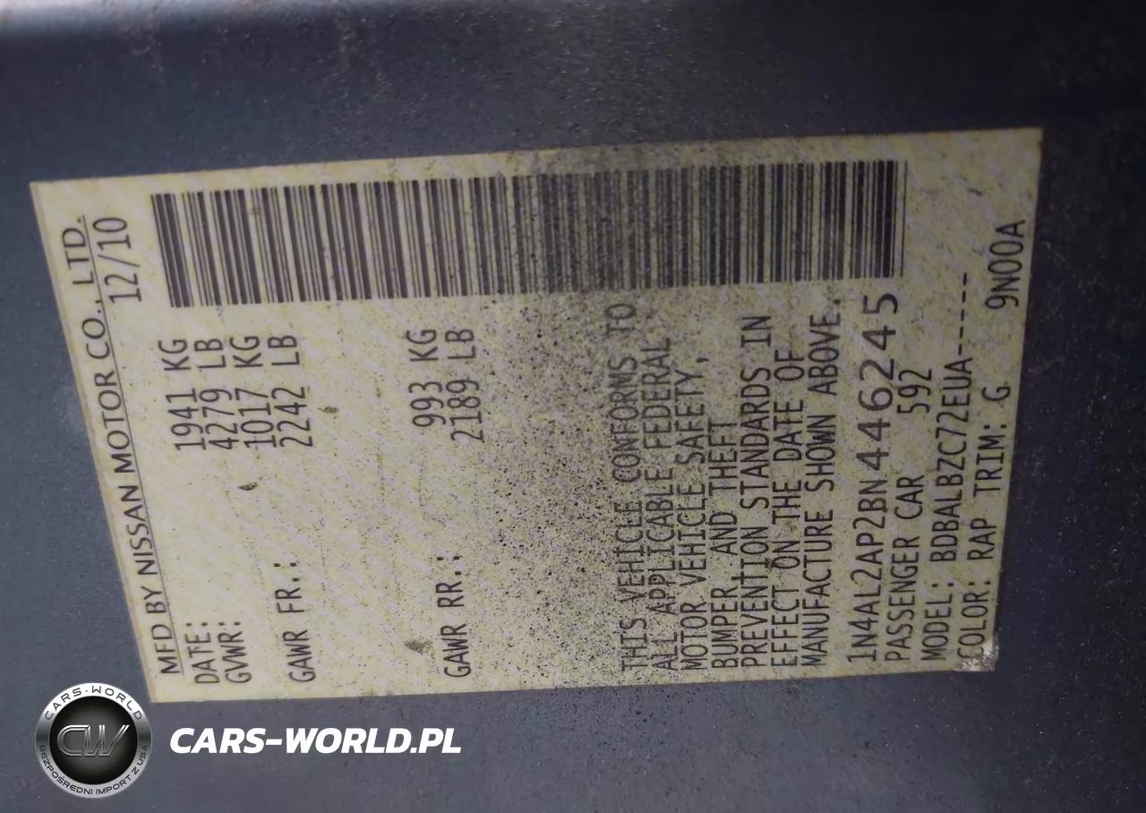 2011 Nissan Altima 2.5 S VIN:1N4AL2AP2BN446245 - 9