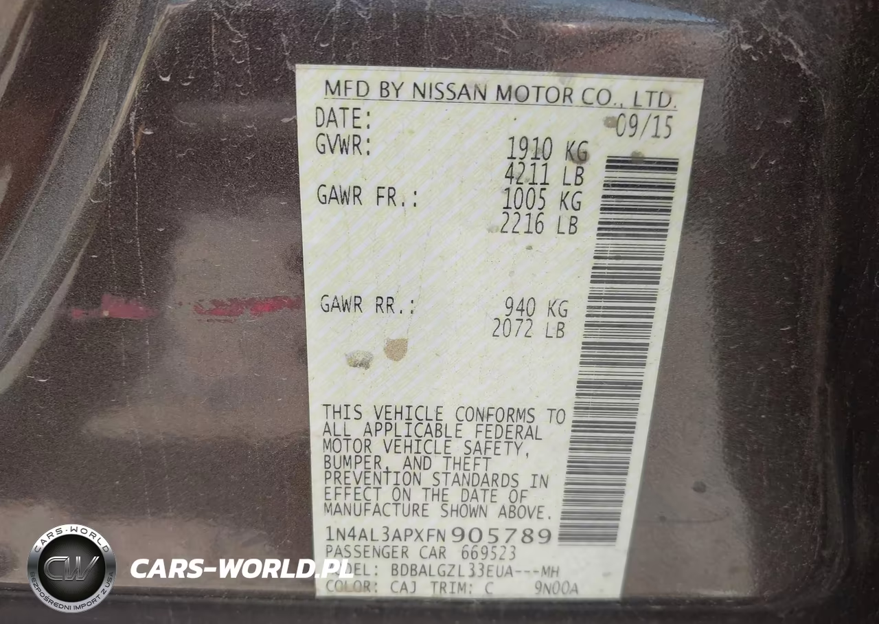 2015 Nissan Altima 2.5 S VIN:1N4AL3APXFN905789 - 9